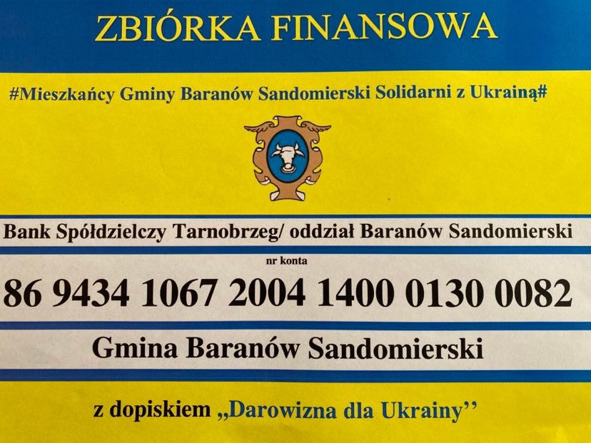 Zbiórka Finansowa – “Darowizna dla Ukrainy”